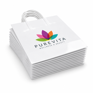 Sacs cadeaux de luxe personnalisés en papier kraft recyclé à ouverture supérieure avec poignées, taille sur mesure, emballage haut de gamme pour vêtements et bijoux B2B - Product Image 2
