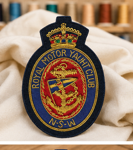 ROYAL MOTOR YACHET CLUB High Quality Lace Embroidered Patch <b>Sew</b>-On Fabric Badge Circular Luxury Design for Garment - Product Image 5