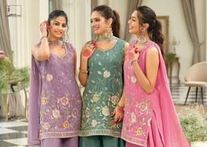 Traje Palazzo Premium Simer con Detalles Elegantes, Conjunto de Traje Palazzo Étnico para Mujer, Estilo Tradicional para Fiestas - Product Image 4