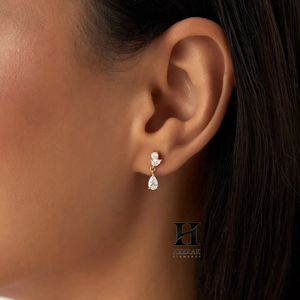 Elegant Pear Cut Diamond Drop Earrings – 14k Gold with Certified Diamonds – Fine Jewelry Manufacturer - Product Image 1