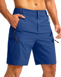 ODM Men's Light Gray Cargo Shorts Quick Dry Elastic Waist Mid Rise Casual Bermuda Style with Zip Pockets Woven Polyester Shorts - Product Image 2