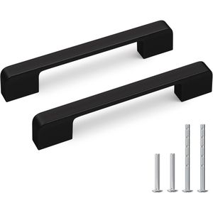 Paquete de 10 tiradores y manijas de aleación de zinc macizo negro mate de 5 pulgadas para cajones de cómodas y gabinetes de cocina, herrajes para muebles - Product Image 1