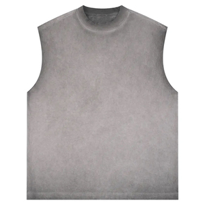 เสื้อกล้ามถักทรงโอเวอร์ไซส์สีพื้นสำหรับผู้ชาย เสื้อผ้าลำลองแฟชั่นทันสมัย ขายส่งเสื้อกล้ามผู้ชาย - Product Image 1