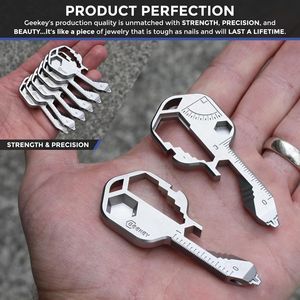 Keychain Multitool with 16+ Functions <b>Small</b> EDC <b>Tool</b> Featuring Bottle Opener Screwdriver Wrench Box Cutter - Product Image 2