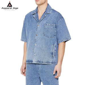 เสื้อเชิ้ตยีนส์โอเวอร์ไซส์สไตล์ลำลองสำหรับผู้ชาย ผ้าฝ้าย ติดกระดุม สไตล์ตะวันตก สำหรับผู้ใหญ่ ไซส์โอเวอร์ไซส์ - Product Image 2