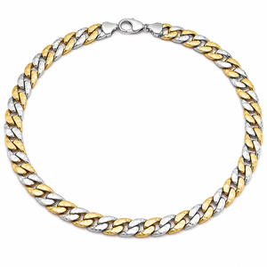 Cadena de Eslabones Cubanos Miami de Dos Tonos, Chapada en Oro sobre Plata de Ley 925, de 8 mm y 20 Pulgadas - Product Image 1