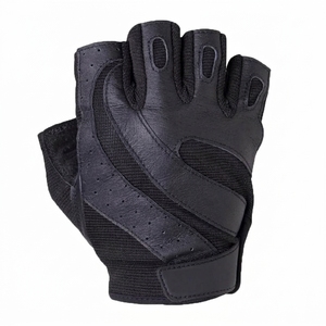 <b>Half</b> Finger Fitness Gloves Black Leather Suede Mesh Gym Training Weight Lifting Workout Breathable Non <b>Slip</b> Hand Grips Unisex - Product Image 3