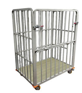 Half Door Industrial Fabric Trolley Four Wheel Stainless Steel <b>Cart</b> 500kg Capacity <b>Foldable</b> Loose Packing Rack Fence Storage - Product Image 4