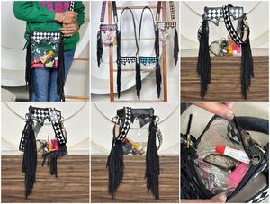 Sac à main transparent en cuir à carreaux mignon, style occidental, avec franges, prix d'usine, fabricant, fournisseur, promotion - Product Image 3