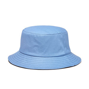 Unisex Bucket <b>Hat</b> Solid Color <b>Light</b> Blue Cotton Linen Casual Spring Summer Adult - Product Image 1