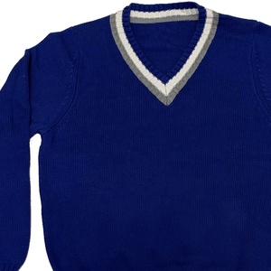Suéter de Punto para Hombre, Cuello en V, Color Azul Rey, Manga Larga, para Otoño, Estilo Casual, con Botones, Letras Bordadas en Algodón - Product Image 4