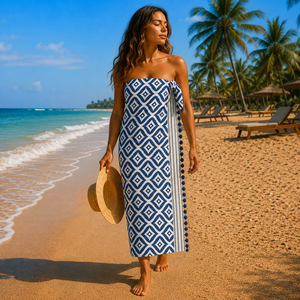 Serviette de plage turque de luxe Fouta 100% coton imprimée, serviette de hammam légère, séchage rapide, douce, absorbante, personnalisable OEM, vente en gros - Product Image 1