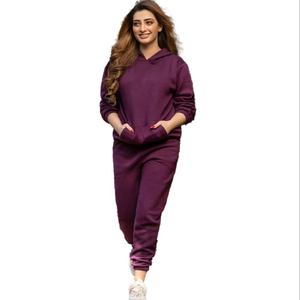 Conjunto Deportivo de Chándal Ajustado para Mujer, Hecho a Medida, OEM, al por Mayor, con Pantalones Cálidos, Top Corto Casual de Manga Larga y Sudaderas con Capucha para Entrenamiento - Product Image 1