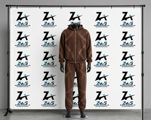 Men's Brown Hooded Tracksuit Full Zip Sweatshirt Pants Set Casual Loose Fit Solid Color Polyester Autumn Wear Sweatsuit Set - Product Image 3