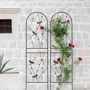 Lot de 4 treillis de jardin en métal antirouille 71'' x 19,7'' avec décoration libellule noire pour plantes grimpantes et support de fleurs d'extérieur - Product Image 5