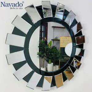 Wholesale Cheap Large Decorative 8-layer Silver Coated Round Shape Luxury Mirror Decorative Wall 80*80cm