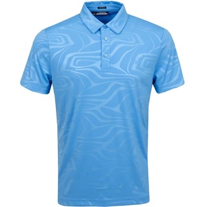 Polo à manches courtes bleu clair pour homme, imprimé géométrique, séchage rapide, tricoté, style décontracté, coupe classique, 100% polyester - Product Image 1