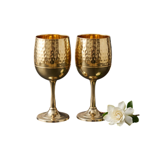 Verre à vin en métal doré, gobelet à pied rond, design glamour pour les occasions de fête et de mariage, verre à vin pour boire - Product Image 6