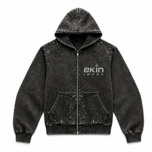 Sudadera con capucha unisex de forro polar grueso de primera calidad, estilo oversize, con cremallera completa, personalizada, estilo urbano, informal para hombre. - Product Image 1