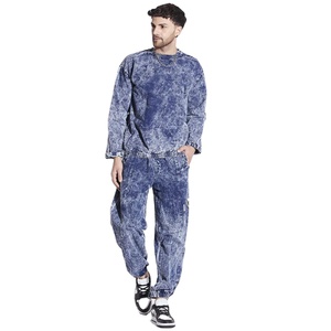 Logo personnalisé vintage hommes lavage à l'acide 100% coton ensemble de survêtement hommes col rond survêtement ensemble blanc solide soleil délavé survêtement ensemble - Product Image 1