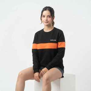 เสื้อสเวตเชิ้ตผู้หญิงสีดำส้ม คอทรงโอ ทรงปกติ ผ้าฝ้ายถัก 100% สำหรับใส่ในฤดูใบไม้ร่วง - Product Image 5