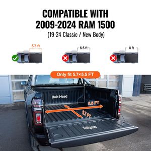 Copertura Tonneau Tri-Fold per Ram 1500 Fleetside 5.7FT 2009-2024, Compatibile con Carrozzeria Classica/Nuova 19-24 per Cassone da 67.4 Pollici - Product Image 2