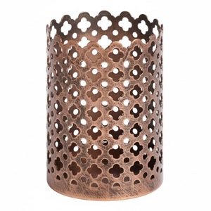 Cylinder Iron <b>Candle</b> Holder with Geometric Cutout Design for Home Decoration Heat Resistant <b>Blue</b> Metal Lantern - Product Image 5