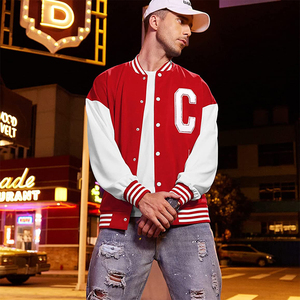 <b>Top</b> Quality Varsity Jackets For Boys Red Color And White Sleeve Stand Collar 360 GSM Street Wear Adult Men's Varsity Jacket - Product Image 6