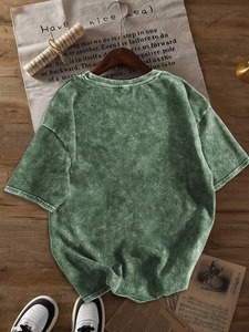 เสื้อยืดโอเวอร์ไซส์สีเขียวลายมัดย้อม แขนสั้น คอกลม ผ้าฝ้ายเจอร์ซีย์ ระบายอากาศได้ดี พิมพ์ลายพระจันทร์ด้านหน้า สไตล์สตรีทแวร์ ขายดี - Product Image 3