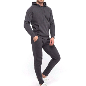 Ensemble de survêtement gris foncé à capuche pour homme – Sweat-shirt et pantalon longs, couleur unie, tenue décontractée, 100 % coton respirant, style automne - Product Image 4