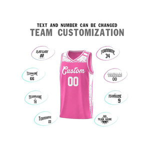 Conjunto de Uniforme de Baloncesto Rosa Personalizado, Sublimado, Transpirable, sin Mangas, Cuello en V, para Adultos - Product Image 5