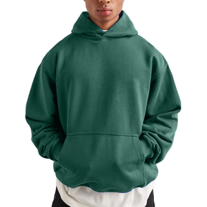 Men's Oversized Hooded Sweatshirt Solid Color Cotton Fleece Casual Autumn Wear Pocket <b>Design</b> Regular Fit - Product Image 5