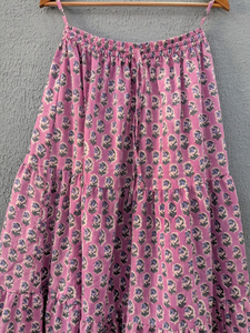 Jupe en coton imprimée à la main, jupe en coton à fleurs, vêtements ethniques, jupe longue maxi pour femmes, robe d'été, cadeau pour elle - Product Image 3