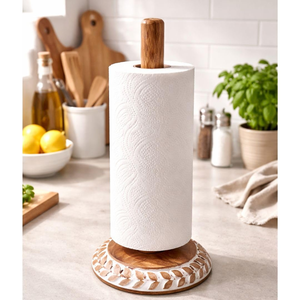 Wood Kitchen Paper <b>Towel</b> Holder <b>Stand</b> Free Standing Detachable Modern Storage Rack Tissue Toilet Roll Holder use - Product Image 5