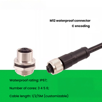 Arnés de Cables M12 Codificado C, Macho y Hembra, Moldeado, de Aleación de Cobre, Impermeable IP67, de 3, 4, 5 y 6 Pines