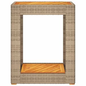 Mesa auxiliar de patio de ratán polivinílico beige con tapa de madera 23,6 "x 15,7" x 29,5 "Mesas para exteriores - Product Image 6