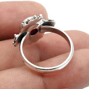 Semi-precious Root Chakra Oval Cut Natural Ruby Gemstone <b>Ring</b> Made From Solid 925 Sterling Silver <b>Statement</b> Bohemian <b>Ring</b> - Product Image 2