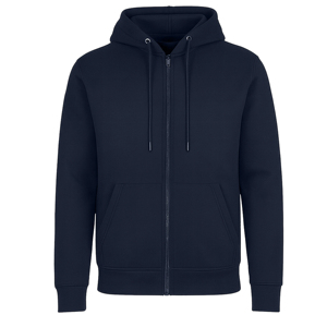 Sudadera con Capucha y Cremallera para Hombre, Color Azul Marino, Corte Regular, Color Sólido, Informal, para Otoño, Tejido de Algodón - Product Image 4