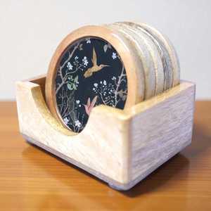 Wooden <b>Round</b> Coasters With Bird And Floral Design Traditional Chinese Style Reusable <b>Mats</b> For <b>Table</b> Decor By Universal Overseas - Product Image 3