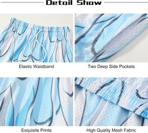 Shorts de basketball pour femmes en mesh bleu clair, avec cordon de serrage, respirants, imprimés par sublimation, vêtements de sport d'été, coupe classique - Product Image 3