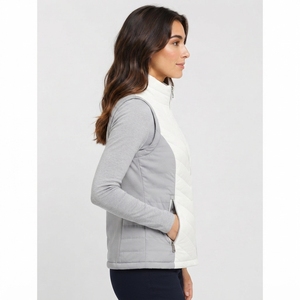 Chaleco acolchado de lona para mujer, sin mangas, diseño moderno, cuello alto, cálido y aislante, con bolsillos laterales y cremallera completa con botones. - Product Image 4
