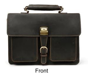 Bolso de Mano Tipo Tote Vintage de Gran Capacidad, Maletín para Portátil de Oficina de 14 Pulgadas, Cuero Genuino para Hombre, LLB-0352 - Product Image 2