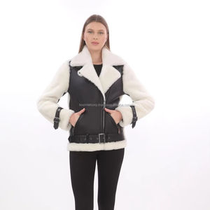 Chaquetas de Lona Tejida con Cuero Genuino, Elegantes y Nuevas para Invierno, Precio de Fábrica, Transpirables, Resistentes al Viento e Impermeables, Reversibles y Estampadas para Mujer - Product Image 1