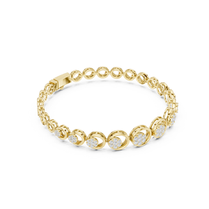 Pulsera de Oro Amarillo con Diamantes Cultivados en Laboratorio para Mujer, Pulsera de Lujo con Diamantes Redondos Agrupados, Joyería Fina - Product Image 4