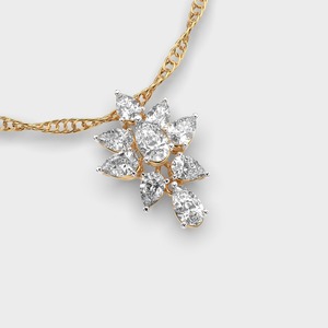 Elegant 18K Yellow Gold Diamond Bloom <b>Statement</b> <b>Necklace</b> for Women IGI Certified Wedding Floral Cluster Pendant <b>Necklace</b> | - Product Image 3