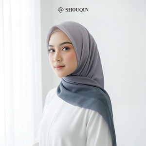 ผ้าคลุมศีรษะฮิญาบแบบไล่สีสองโทน Shouqin Aurora Square ผ้าวอยล์ตัดด้วยเลเซอร์ สำหรับผู้หญิงมุสลิม ขายส่ง - Product Image 5