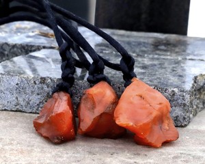 Raw Carnelian Crystal <b>Necklace</b> Adjustable Cord Unisex <b>Boho</b> Healing Stone Energy Protection Gemstone Jewelry Gift - Product Image 2