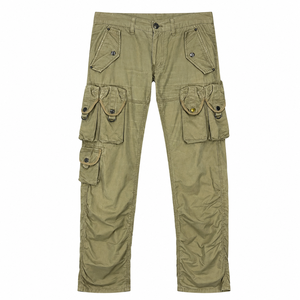 Pantalones Cargo de Lona para Hombre, Nuevos Diseños, Cintura Elástica, Múltiples Bolsillos, Corte Recto Informal, Transpirables, Peso Medio, para Otoño - Product Image 1