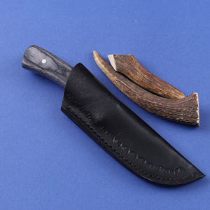 Cuchillo Táctico de Hoja Fija de Acero al Carbono con Recubrimiento en Polvo, Cuchillo de Caza y Camping con Funda, Personalizado OEM, Madera Pakka - Product Image 6