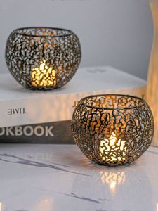 Geometric Metal Votive Stand <b>Tea</b> <b>Light</b> Holder Copper Finish Irregular Shape Heat Resistant Home Decoration <b>Lantern</b> - Product Image 6